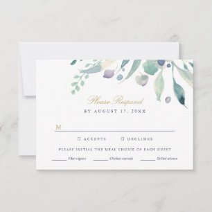 Luxe Floral Wedding RSVP Card with Meal Choice