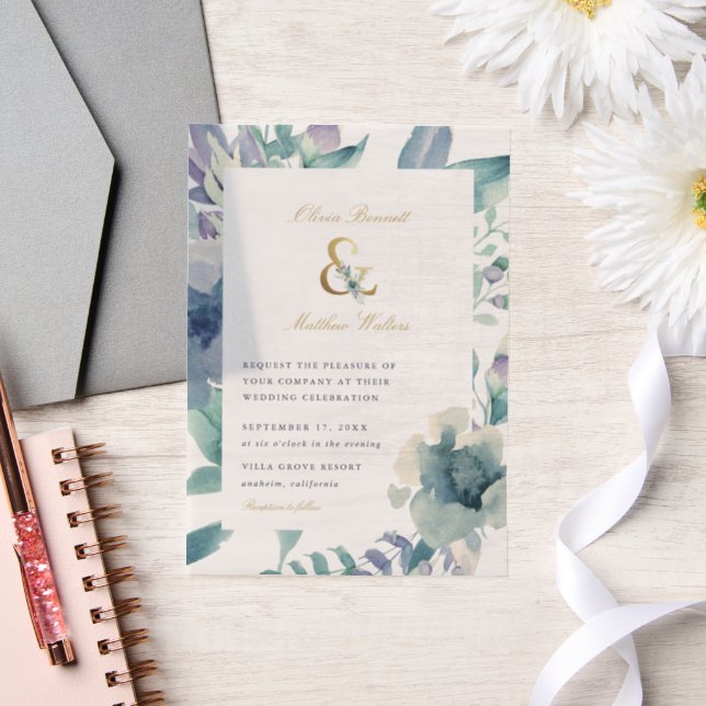 Luxe Floral Wedding Vellum Invitations (Wedding)