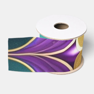 Luxe Foil Glam Gold Purple   Grosgrain Ribbon
