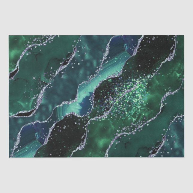 Luxe Gemstone Emerald Glitter Agate Tissue Paper (Front)