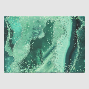 Luxe Gemstone Marble Green Glitter Agate Tissue Paper