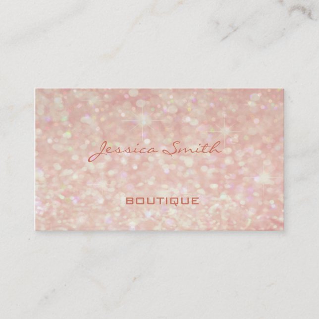 Luxe glamourous modern elegant plain bokeh business card (Front)