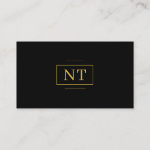 Luxe Gold 2 Initial Monogram Minimalist Black Business Card