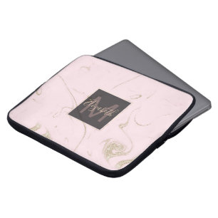 Luxe gold and blush marble image laptop sleeve