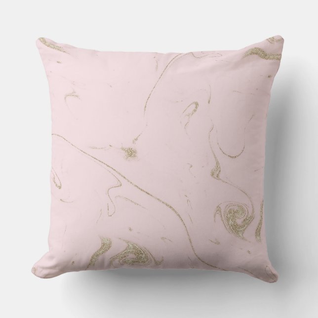 Luxe gold and blush marble image throw pillow (Front)