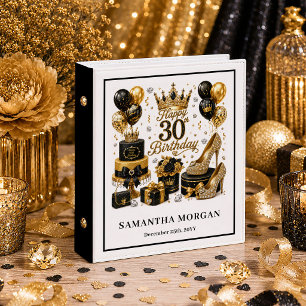 Luxe Gold Black Confetti 30th Birthday Binder