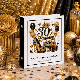 Luxe Gold Black Confetti Thirty Birthday Binder