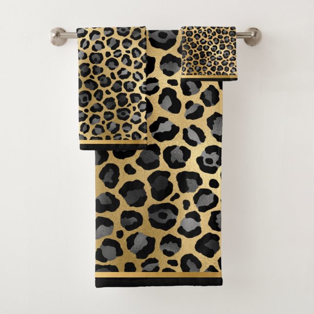 LUXE GOLD BLACK GREY BATHROOM TOWEL SET (Insitu)