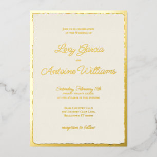 Luxe Gold Bold Edge Ecru Wedding Invitation