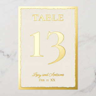 Luxe Gold Bold Edge Ecru Wedding Table Number