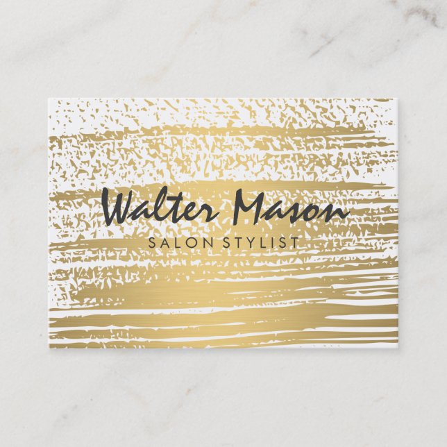 Luxe Gold Brushed Modern Text Business Card (Front)