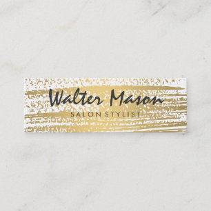 Luxe Gold Brushed Modern Text Mini Business Card