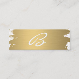 Luxe Gold Brushed Monogram Fancy Text Mini Business Card
