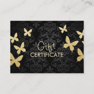 Luxe Gold Butterflies Damask Certificat cadeau