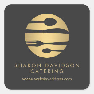 Luxe Gold Catering Logo Restaurant, Chef, Food Square Sticker