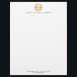 Luxe Gold Catering, Restaurant, Chef Letterhead<br><div class="desc">Coordinates with the Luxe Gold and Black Catering,  Restaurant,  Chef Business Card Template by 1201AM. An elegant logo of flatware shimmers in a faux gold design on this designer letterhead template. © 1201AM CREATIVE</div>
