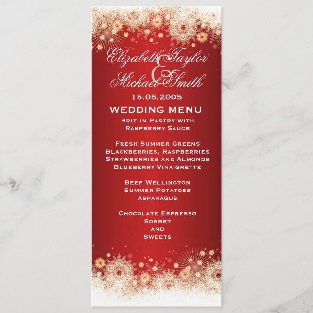 Luxe Gold Christmas Lace Mariage Menu (Devant)