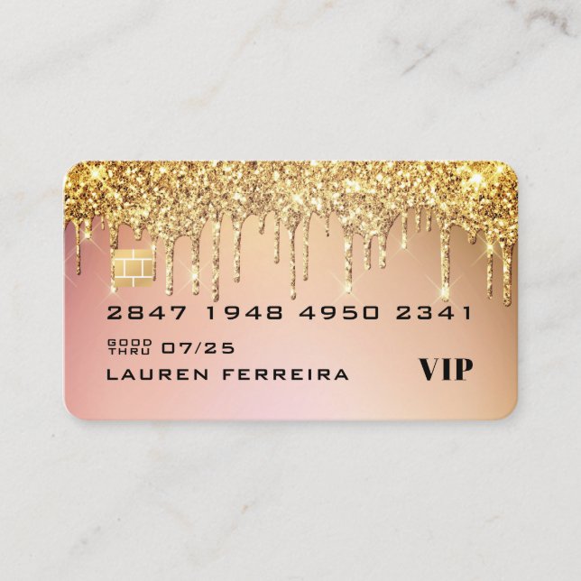 Luxe Gold Glam Carte de visite style carte de créd (Devant)