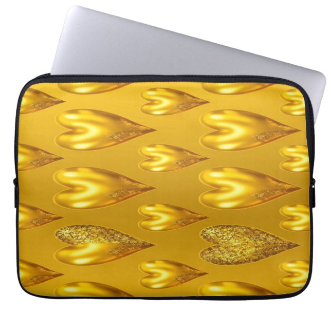 Luxe Gold Hearts Laptop Case (Front)