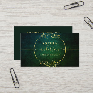 Luxe Gold Logo circle Foliage Signature Script Bus Business Card