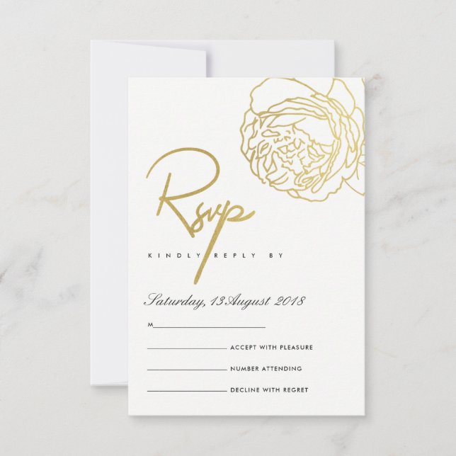 LUXE GOLD NAVY BLANC ÉLÉGANT ROSE FLORAL RSVP (Devant)