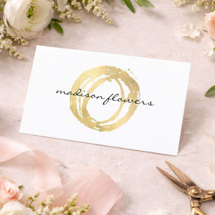 Luxe Gold Painted Circle Florist Floral Designer Business Card