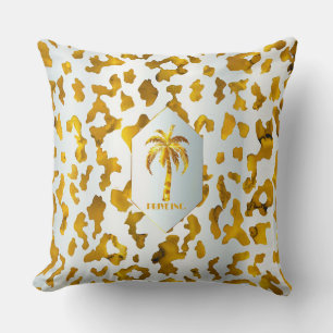 Luxe Gold Palm Safari Chic Decorative Throw Pillow