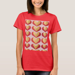 Luxe Gold Red Hearts Red T-Shirt