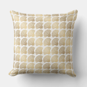 Luxe Gold Seashell Design Throw Pillow
