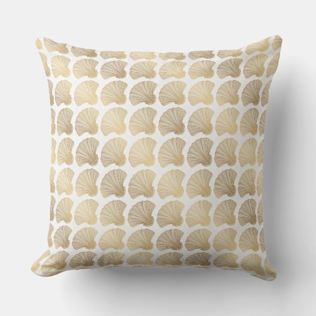 Luxe Gold Seashell Design  Throw Pillow (Front)