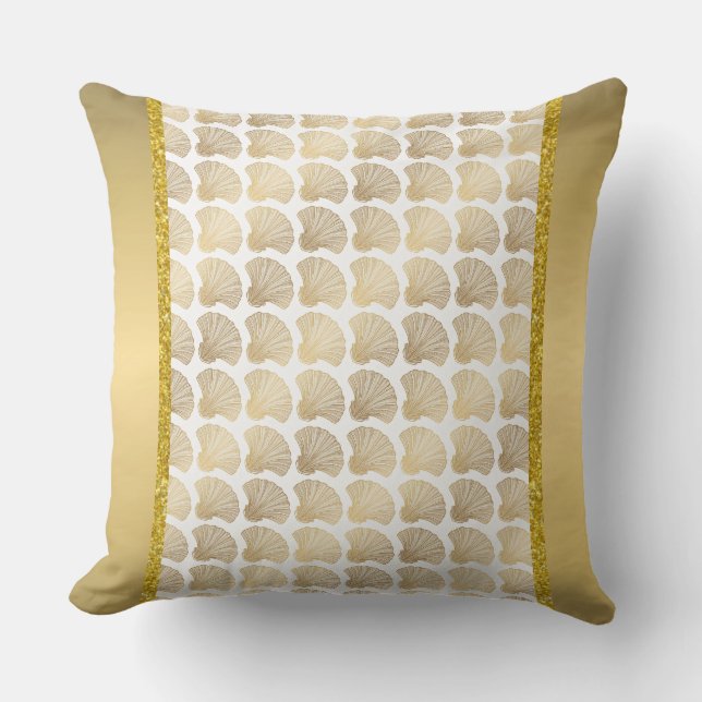 Luxe Gold Seashell Design  Throw Pillow (Front)