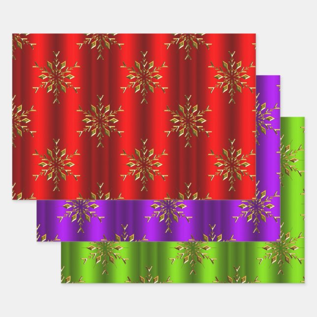 Luxe Gold Snowflakes Christmas  Wrapping Paper Sheet (Set)