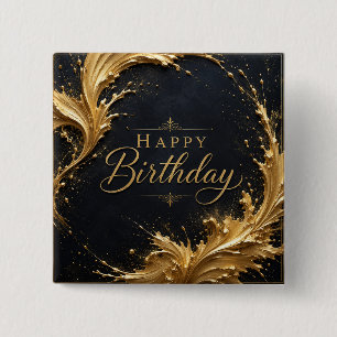 Luxe Gold Splash Birthday Elegance 2 Inch Square Button