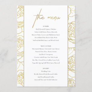 LUXE GOLD WHITE NAVY ELEGANT ROSE FLORAL MENU