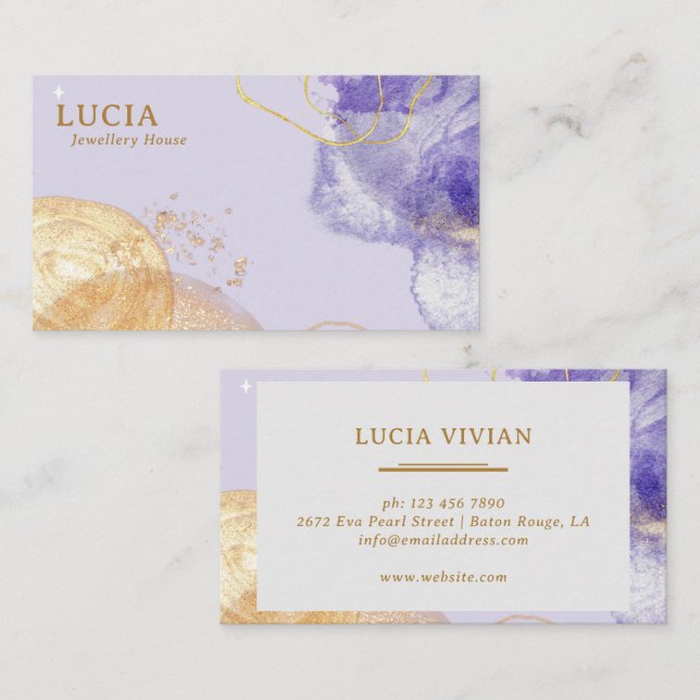 Luxe Golden Purple Universe Carte de visite (Devant / Derrière)