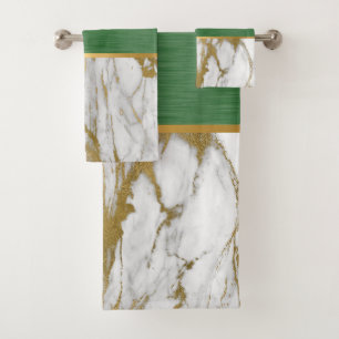 LUXE GREEN MARBLE GOLD BATHROOM TOWEL SET
