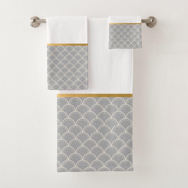 LUXE GREY MERMAID SCALE 2 BATHROOM TOWEL SET (Insitu)