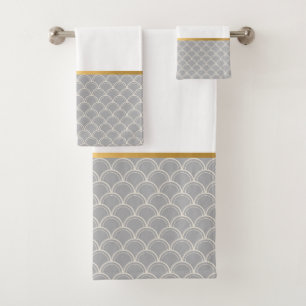 LUXE GREY MERMAID SCALE BATHROOM TOWEL SET