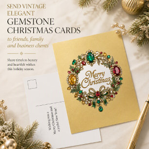 Luxe Holiday Wreath Elegant Christmas Greeting Postcard