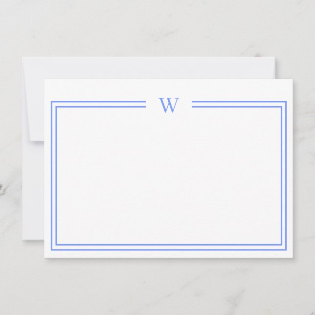 Luxe Initial Personal Stationery Blue Card (Front)