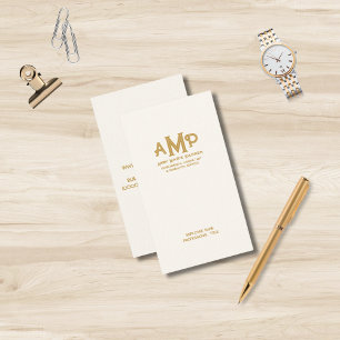 Luxe Ivory Gold 3 Letter Monogram Business Logo  Card
