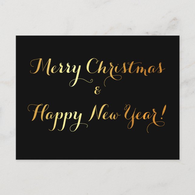 Luxe "Joyeux Noël" en carte postale noir & or (Devant)