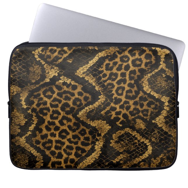 Luxe Leopard-Python Fusion Print Laptop Sleeve (Front)
