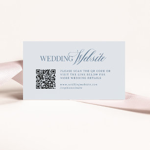 Luxe Light Dusty Blue   Wedding Website QR Code Enclosure Card