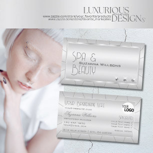 Luxe Light Silver with Diamonds and Logo Luxurious Business Card