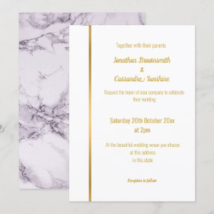LUXE LILAC MARBLE OR FAIRE-PART DE MARIAGE