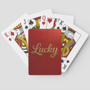 Luxe Lucky Script Red Gold Card Deck