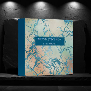 Luxe Marble   Beautiful Coral and Teal Vein Custom Binder