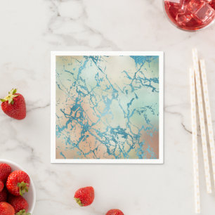 Luxe Marble   Beautiful Yellow and Coral Teal Vein Napkin