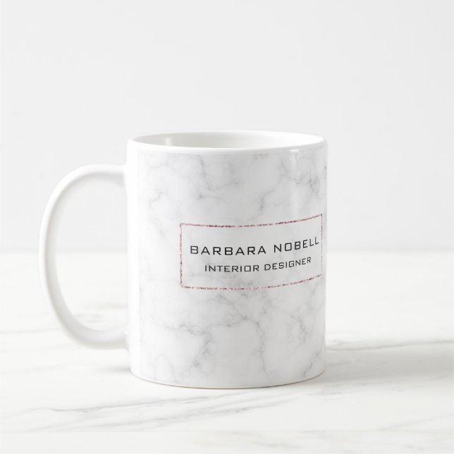 Luxe Marble Luxury Rose Gold Designer Coffee Mug (Left)